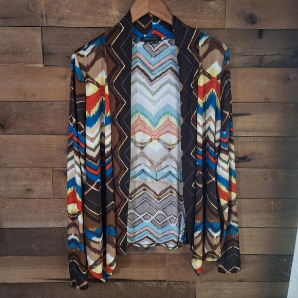 BCBGMAXAZRIA Abstract Print Open front Cardigan SZ XL - Picture 5 of 9